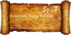 Szentpétery Patrik névjegykártya