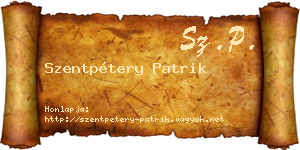 Szentpétery Patrik névjegykártya