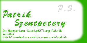 patrik szentpetery business card